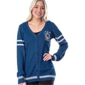 Harry Potter Ravenclaw House Open Front Cardigan Knit Sweater Large